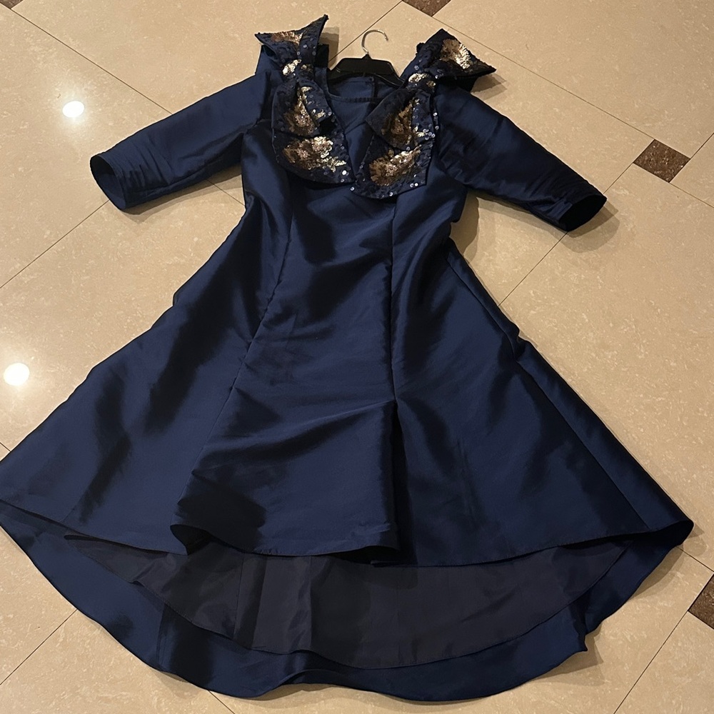 Elegant Navy Blue Dress with bows